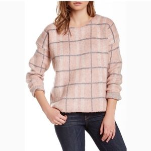 J.O.A Plaid Knit Sweater Mohair, Anthropologie S